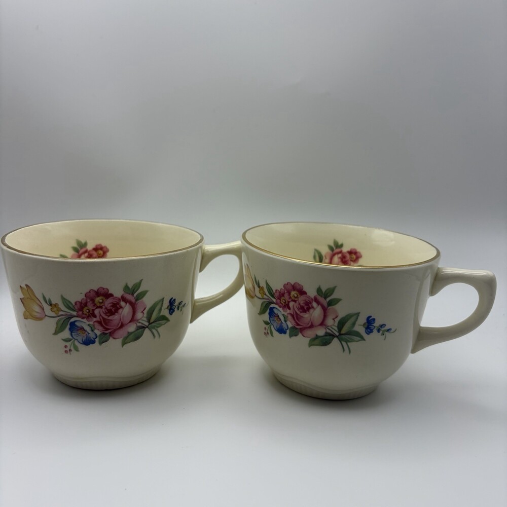 Hazel Flat Cups By SCIO Lot Of 2 Floral USA - Picture 5 of 9